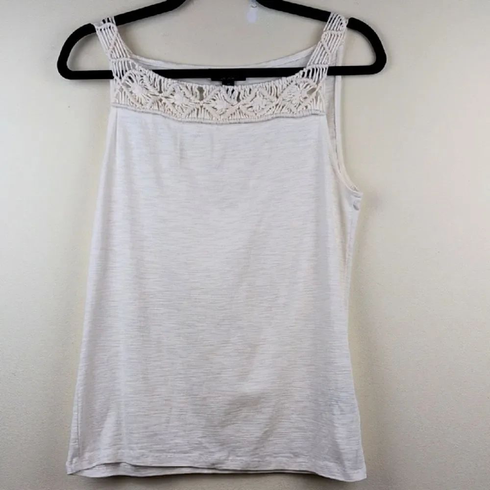 Ralph Lauren Cream Cotton Slub Crocheted Macrame Women's Camisole Top Size M